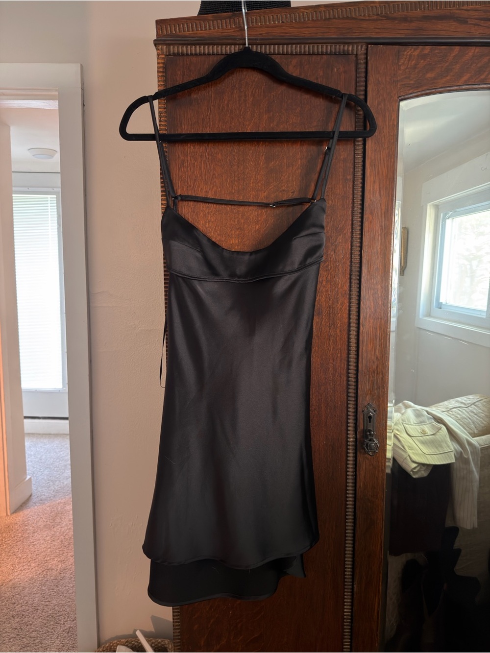 Zara Black Satin Slip Dress with Adjustable Straps